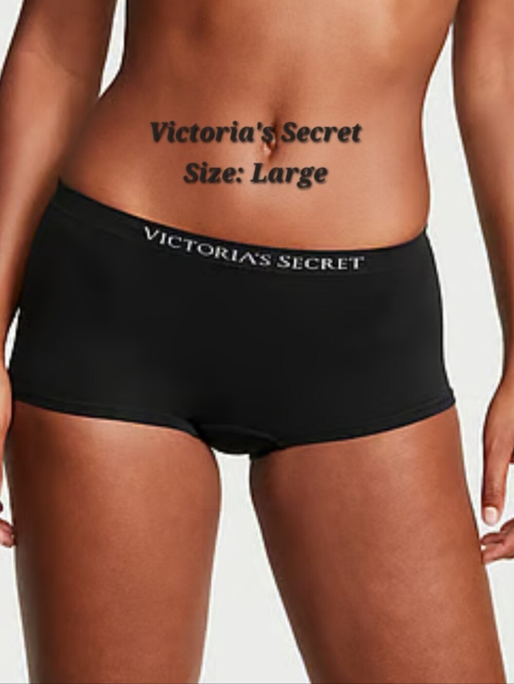 NWT Victoria's Secret Black Seamless Boyshort Panty Size Large